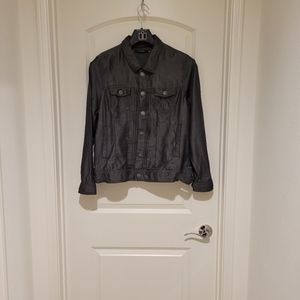 Tahari Gray Tencel Pin Tuck  Snap Closure Jacket. XL  # 381